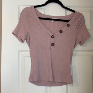 pink crop top with buttons!